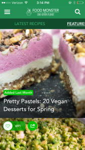 Food Monster app menu