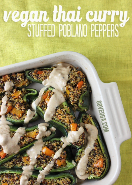 Vegan Thai Curry Stuffed Poblano Peppers // govegga.com