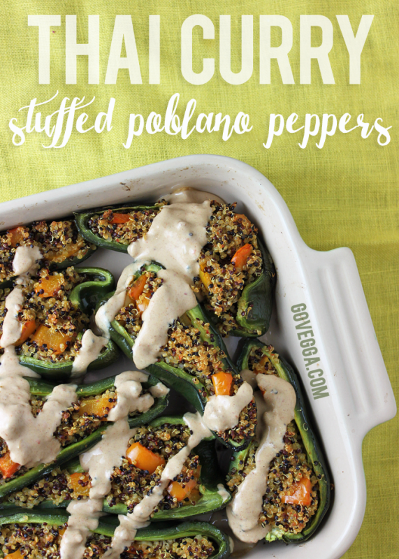 Vegan Thai Curry Stuffed Poblano Peppers // govegga.com