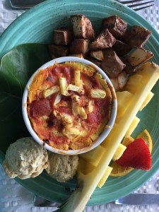 Vegan breakfast at Deer Run B&B, a vegan bed and breakfast in the Florida Keys