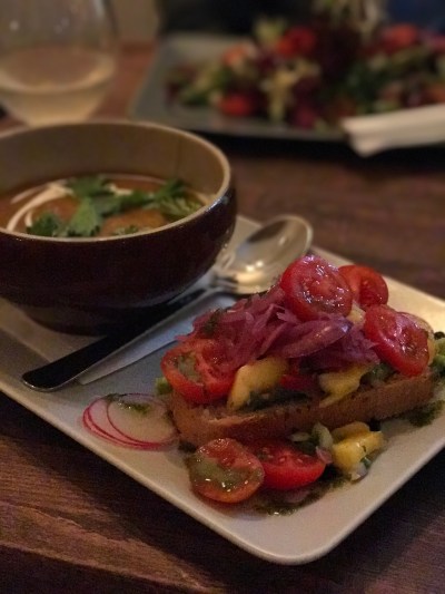 Soup and sandwich at Kaf in Bergen, Norway