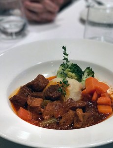 Vegan seitan stew on vegan cruise